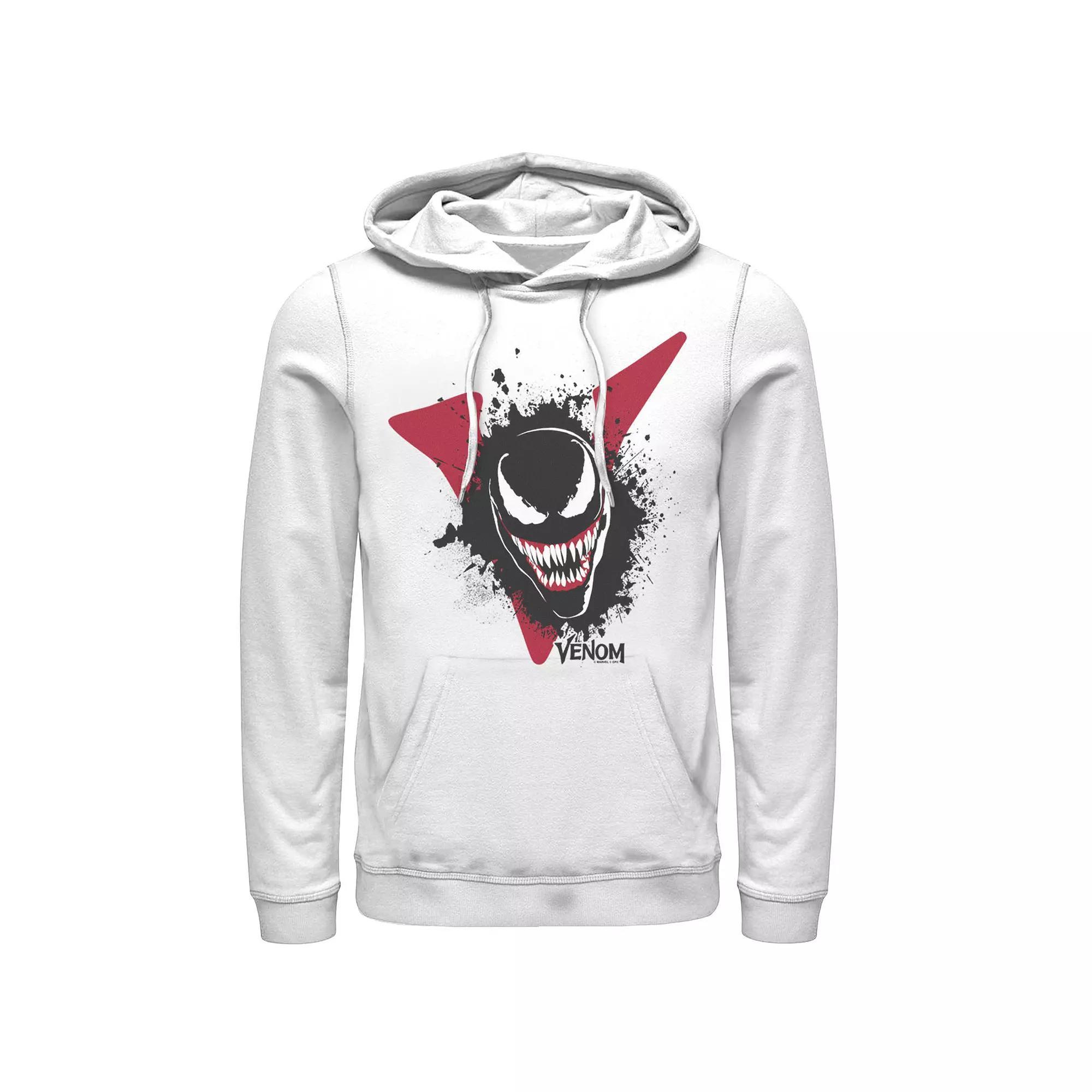 Men's Marvel Venom Big V Face Paint Splatter Hoodie, Size: Small, White Product Image