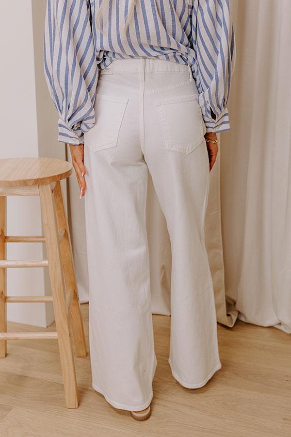 JUST USA Carley High Waist Wide Leg Jean in White Product Image
