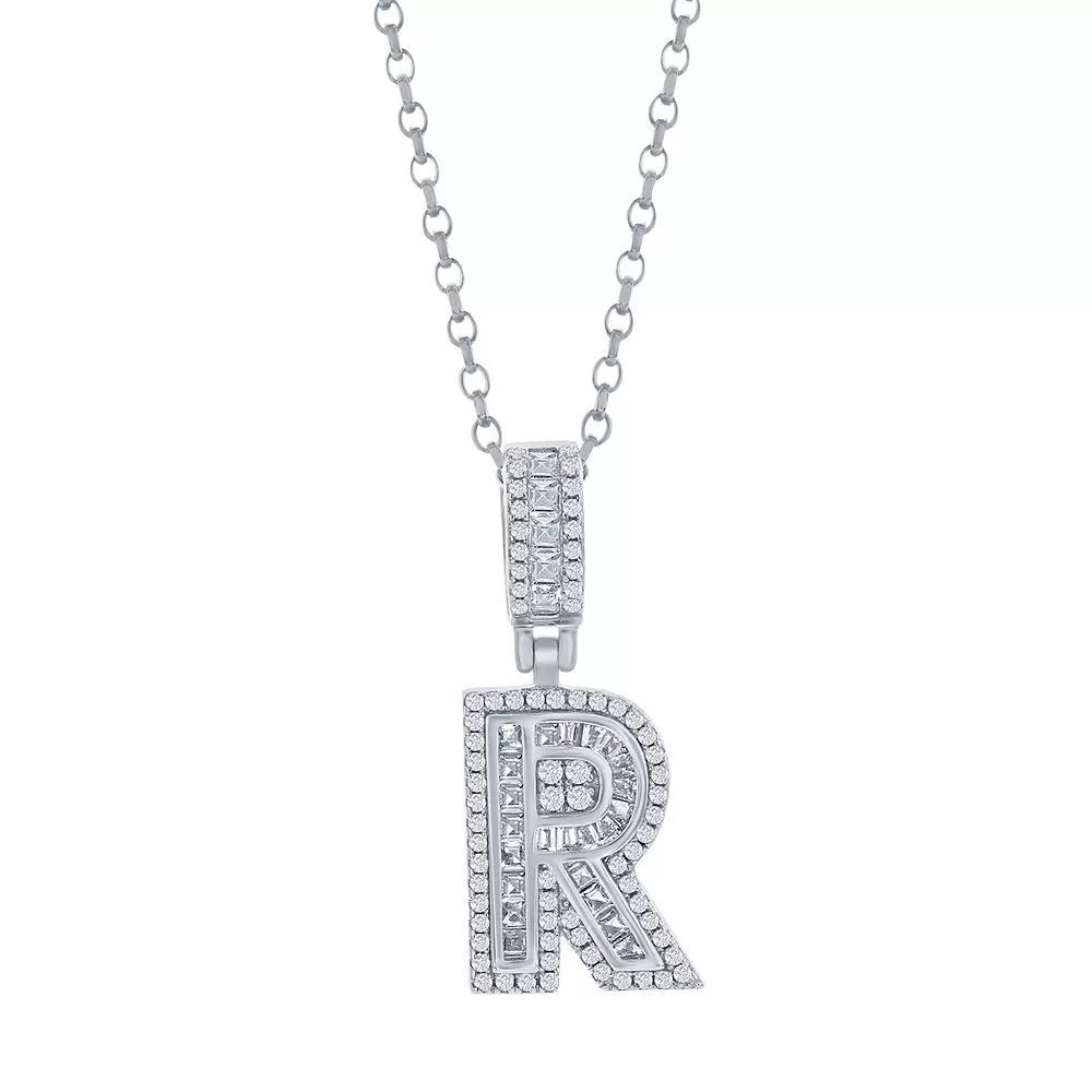 Argento Bella Sterling Silver Cubic Zirconia Initial Pendant Necklace, Women's, Size: 18", Sterling E Product Image