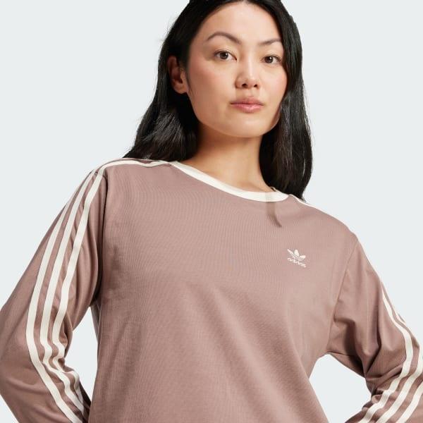 adidas Adicolor 3-Stripes Regular Long Sleeve Tee Black S Womens Product Image