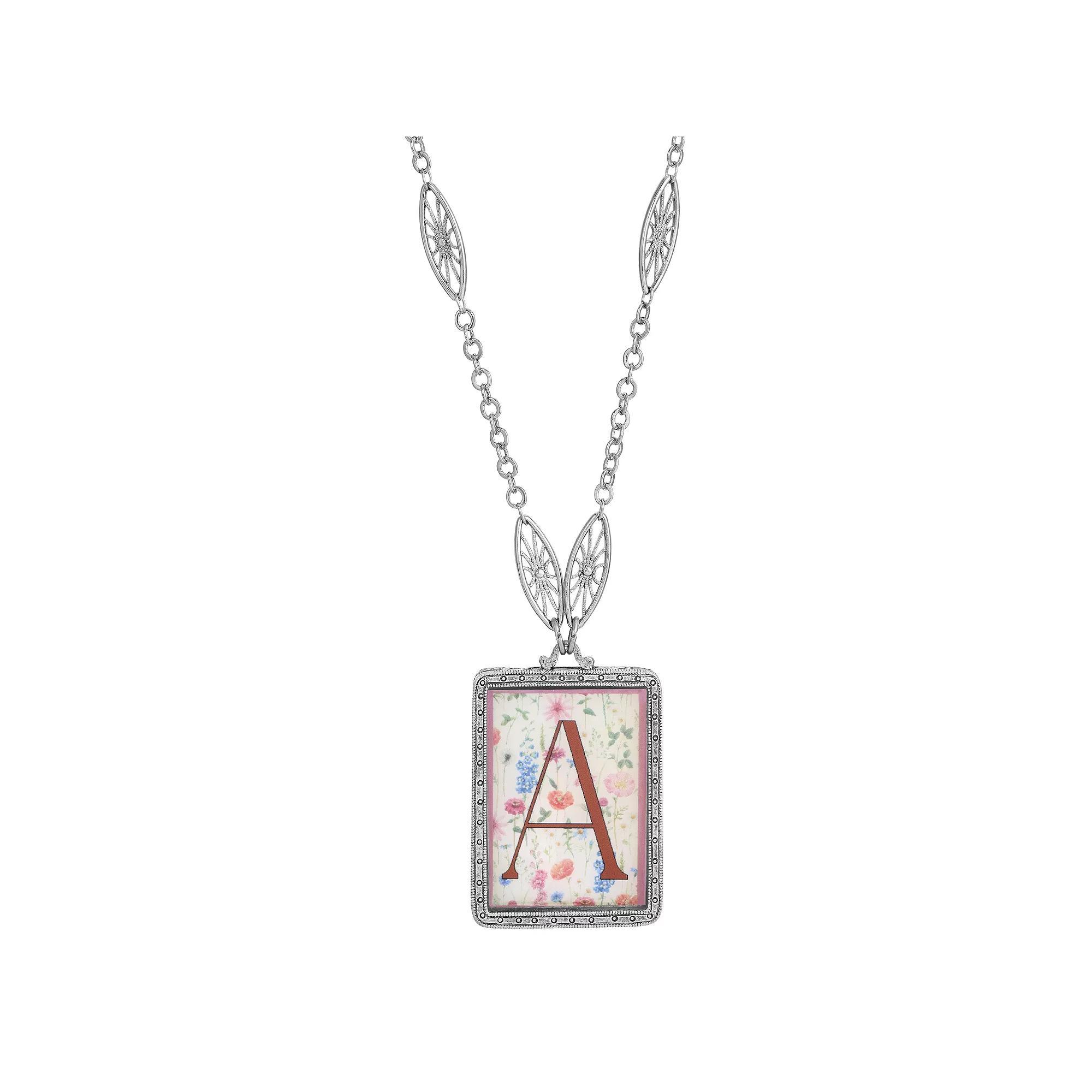 1928 Floral Motif Initial Pendant, Women's, G Product Image