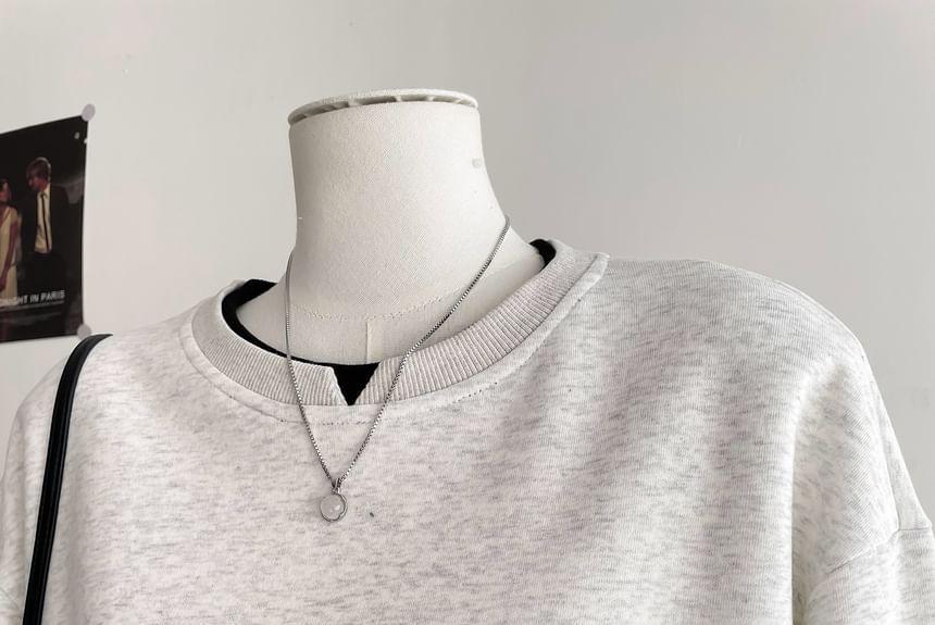 Crew Neck Dog Embroidered Sweatshirt Product Image