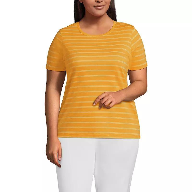 Plus Size Lands' End Relaxed Supima Cotton Crewneck Tee, Women's, Size: 1XL, Pale Yellow Product Image