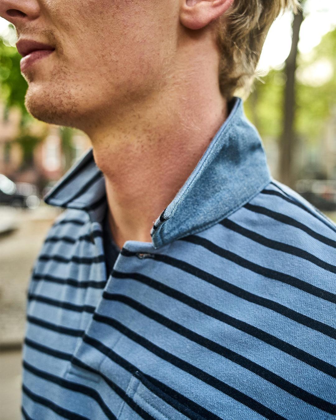 Acadia Polo in Atlantic Blue/Navy Loopback Terry Product Image