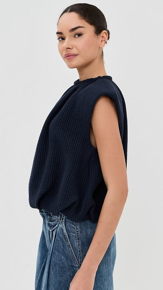 Tibi Quilted Waffle Shirred Neck Top | Shopbop Product Image