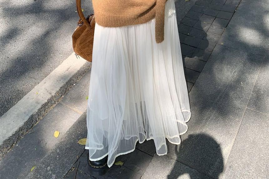 Drop Shoulder V-Neck Plain Oversized Sweater Product Image