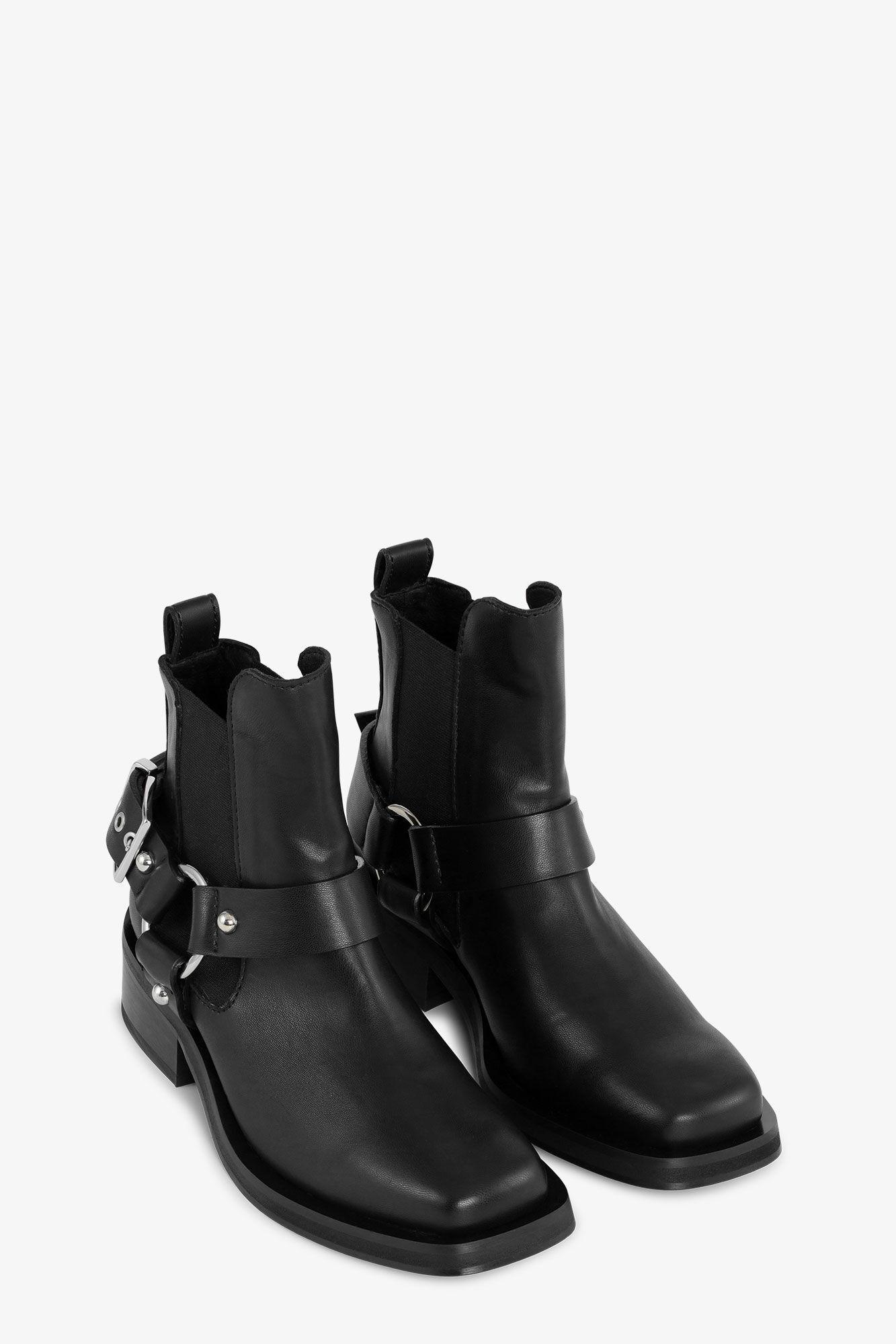 Black Low Cut Biker Chelsea Boots Product Image