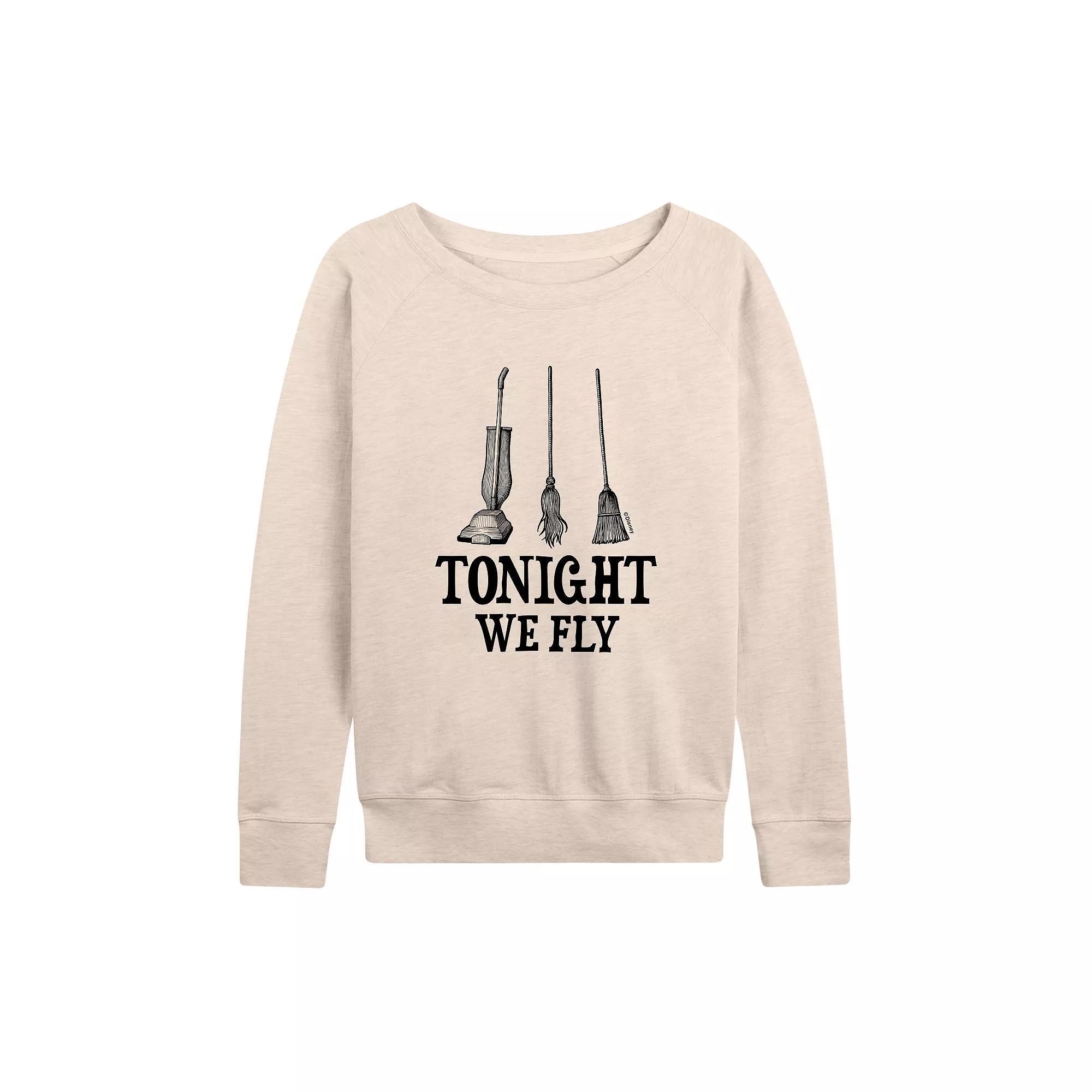 Disney's Hocus Pocus Women's Tonight We Fly French Terry Long Sleeve Tee, Size: XXL, Beige Product Image