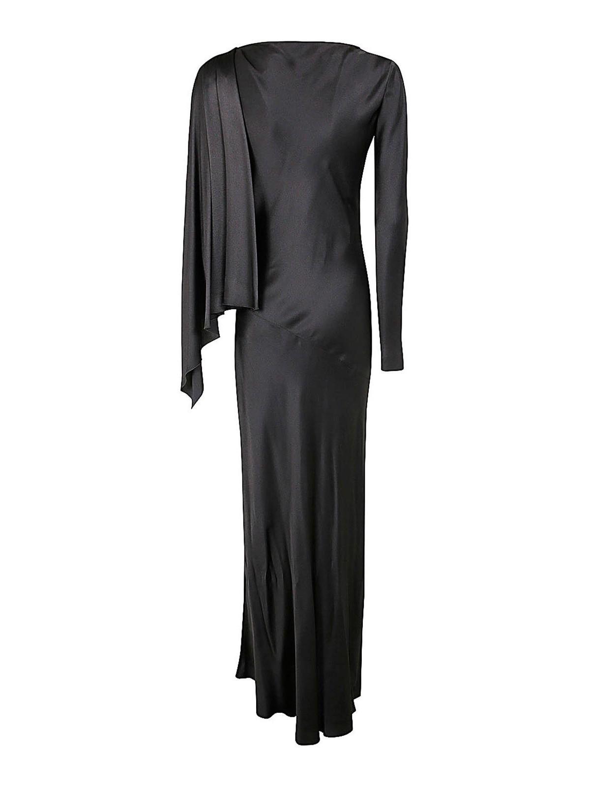 ALBERTA FERRETTI Satin Long Dress In Grey Product Image