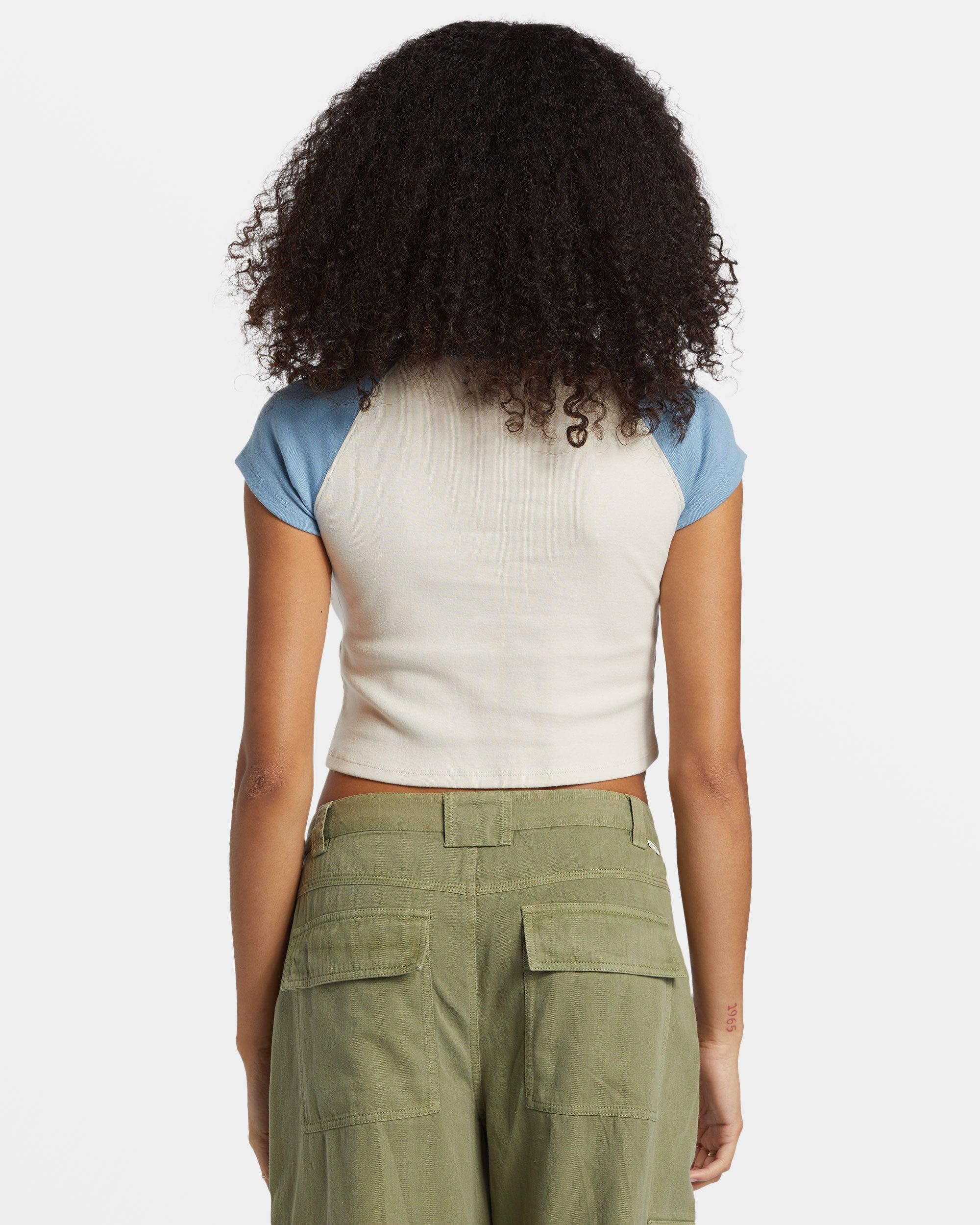Blissed Cropped Raglan T-Shirt - Blue Shadow Female Product Image