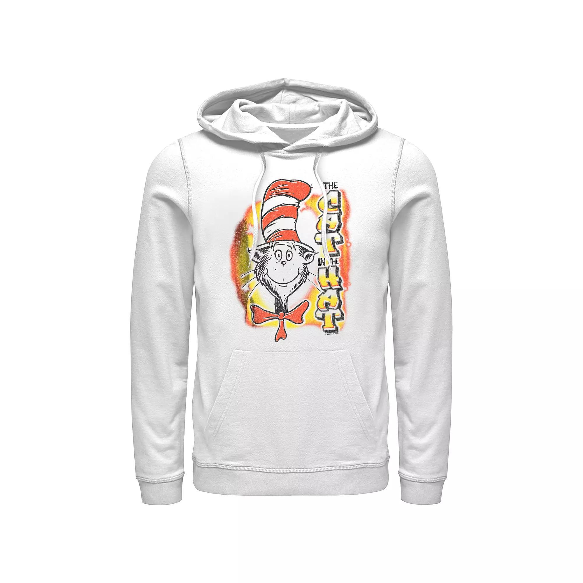 Men's Dr. Seuss The Cat In The Hat Airbrush Graphic Hoodie, Size: Medium, White Product Image