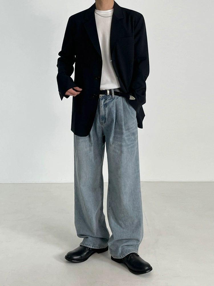 RT No. 11177 WASHED BLUE DENIM STRAIGHT JEANS Product Image