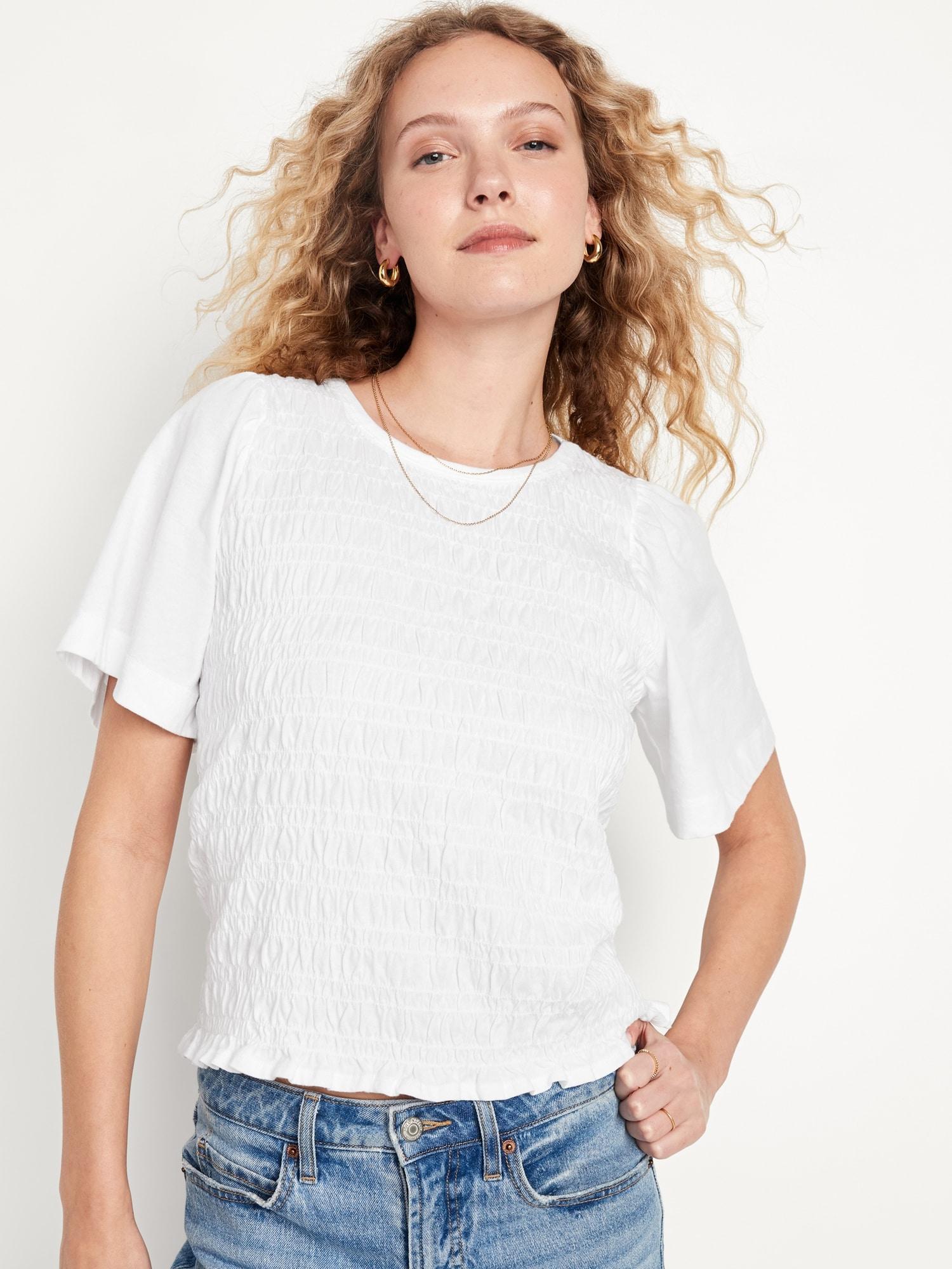 Short-Sleeve Smocked Top Product Image