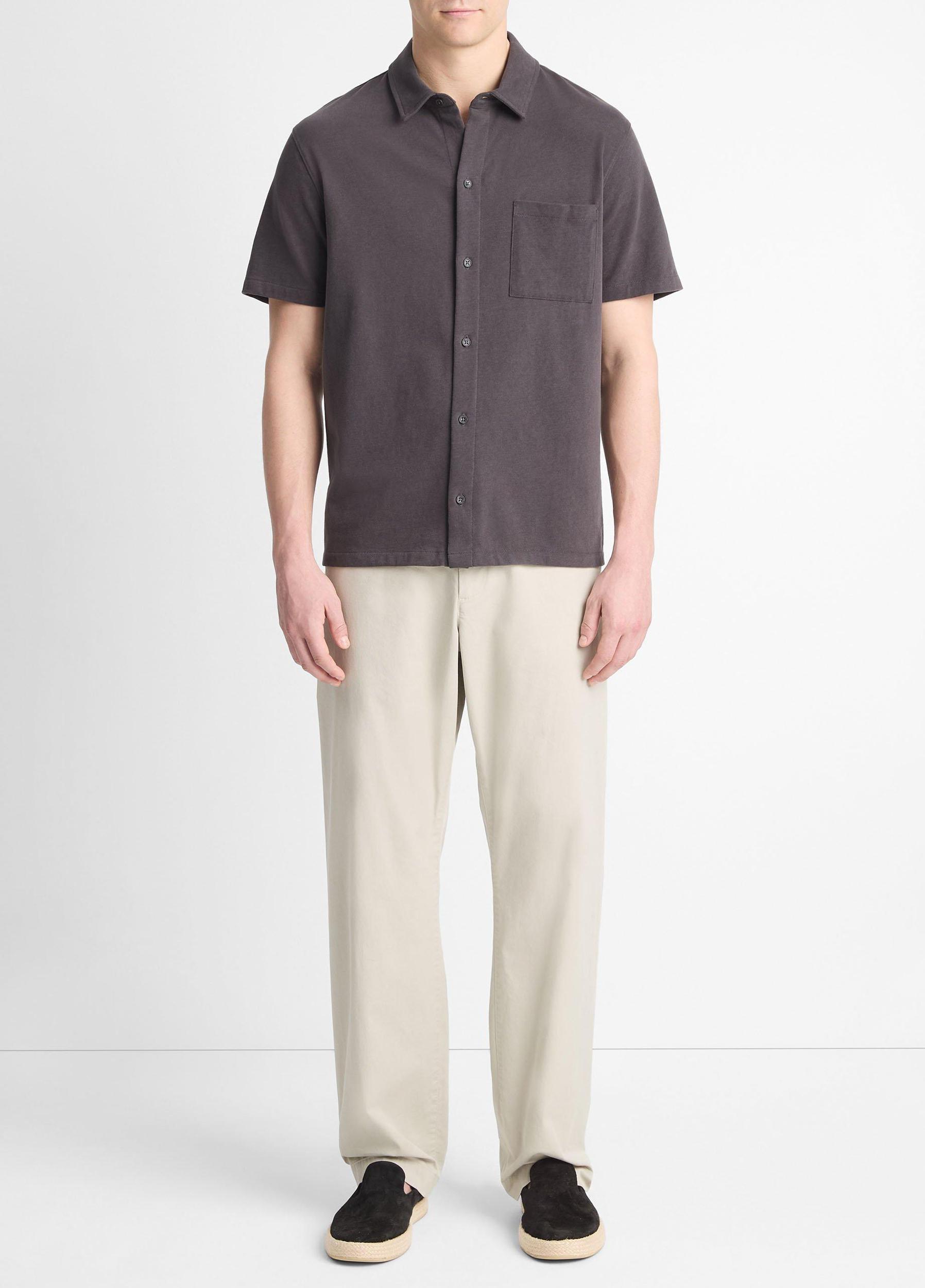 Mens Sueded Cotton Jersey Button-Front Shirt, Soft Black, Size XS Vince Product Image