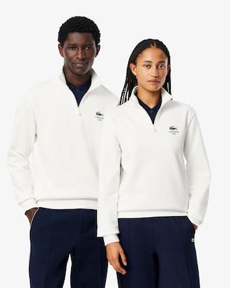 High Neck Zip-Up Print Sweatshirt Product Image