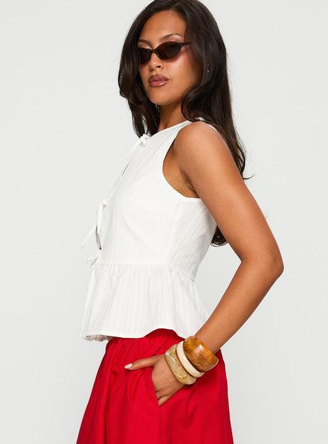 Rosellah Tie Up Top White Product Image