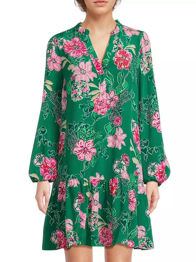 Evaline Floral Silk Dress Product Image