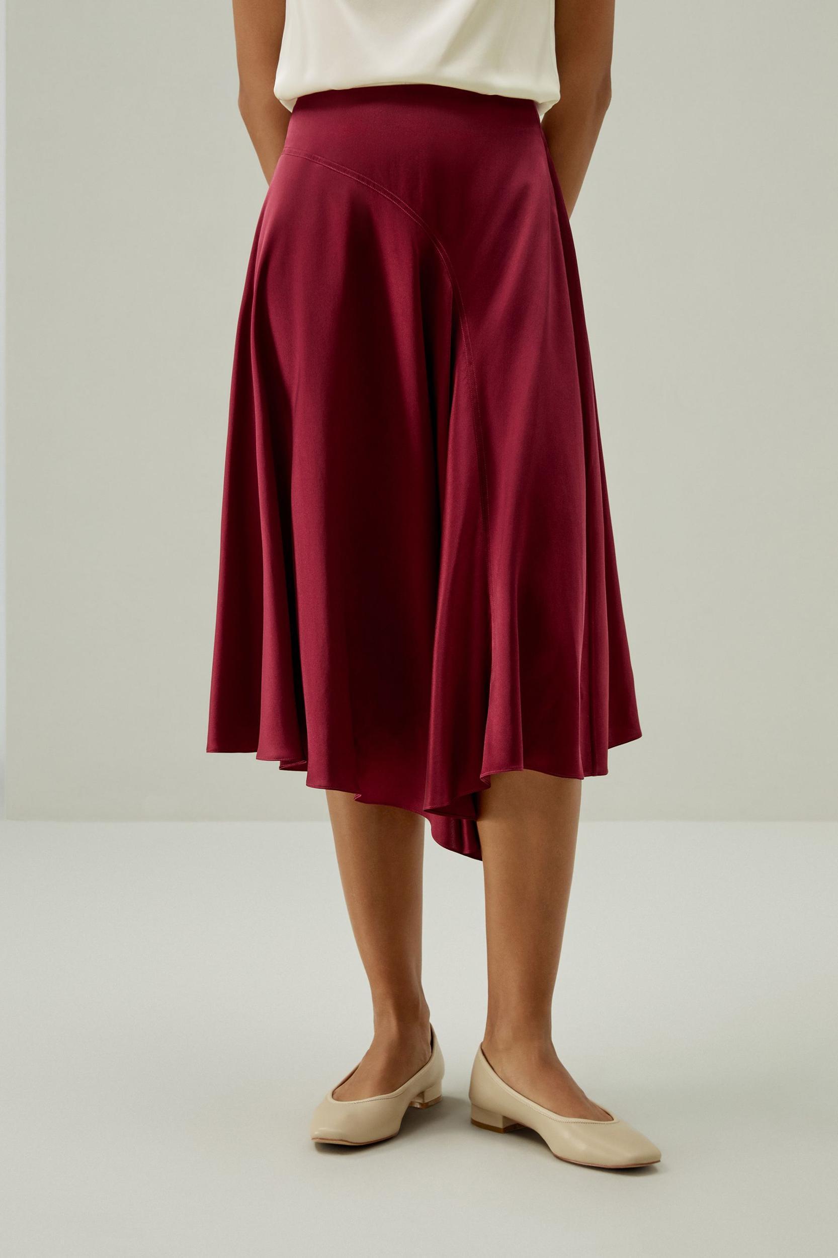 Asymmetrical Hem Silky Half-Skirt Product Image