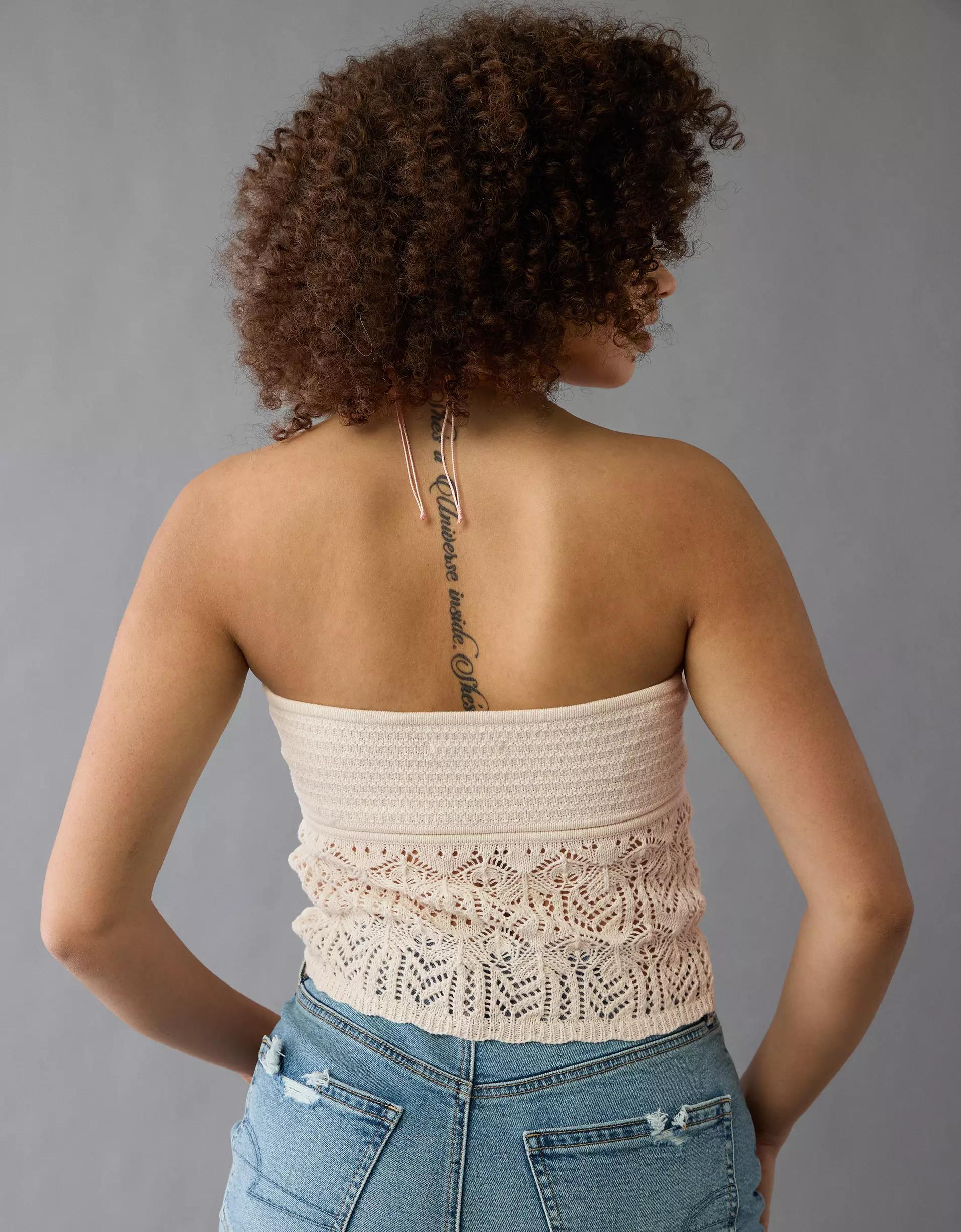 AE Cropped Crochet Tube Top Product Image