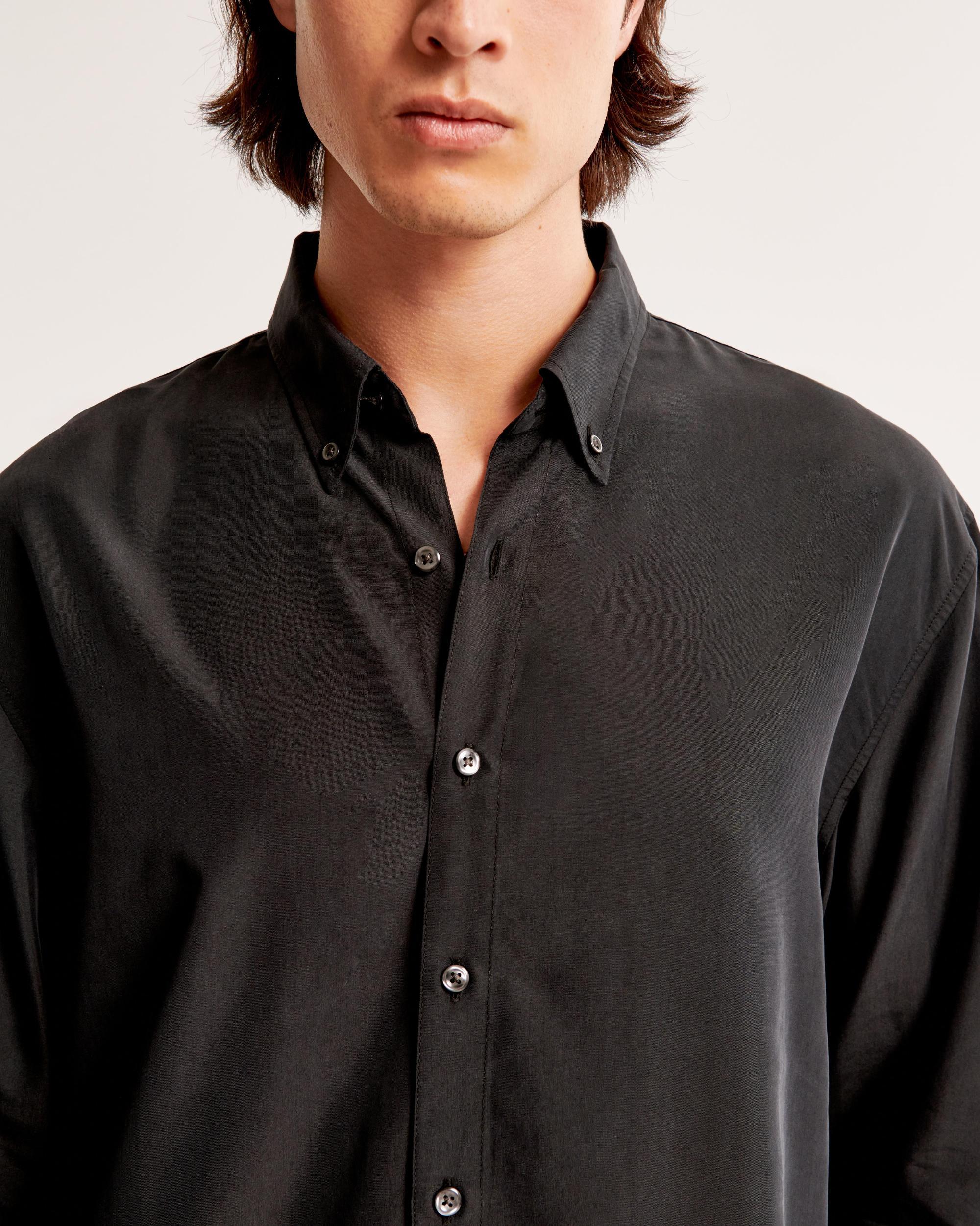 Long-Sleeve Cupro Button-Up Shirt Product Image