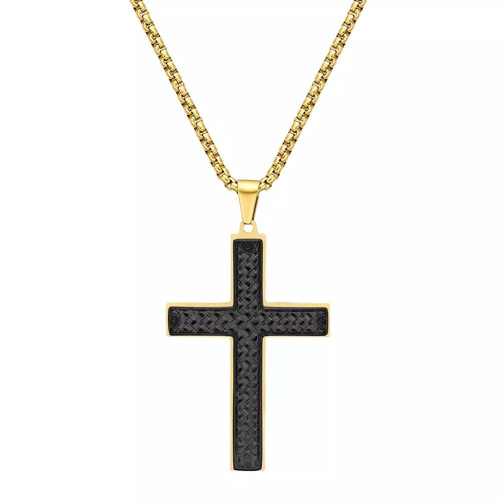 LYNX Mens Two-Tone Ion-Plated Stainless Steel Cross Pendant Necklace Two Tone Product Image
