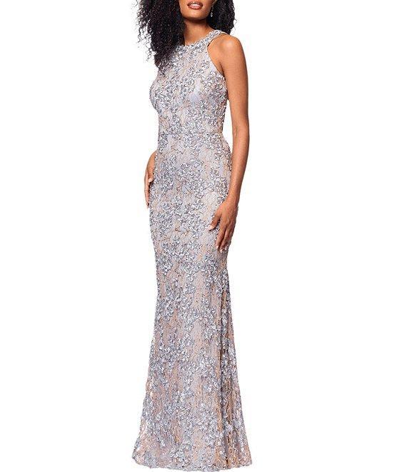 Xscape Soutache Lace Halter Neck Sleeveless Sheath Gown Product Image
