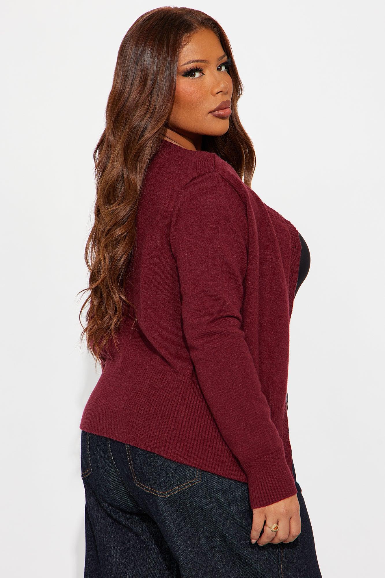 Miss Me Everyday Cardigan - Burgundy Product Image