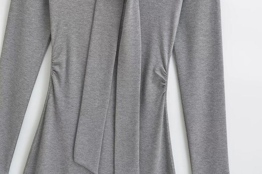 Mock Two-Piece Long-Sleeve Plain Maxi A-Line Dress Product Image