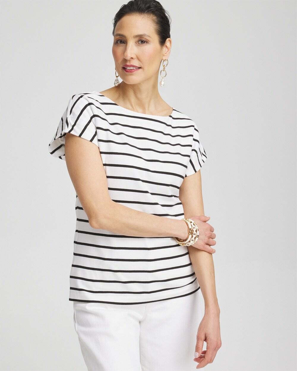Stripe Modern Cap Sleeve Tee Product Image