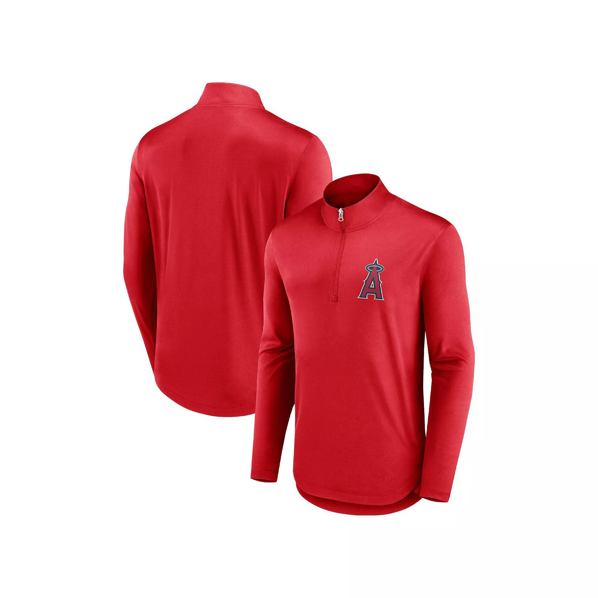 Men's Fanatics Branded Red Los Angeles Angels Tough Minded Quarter-Zip Jacket, Size: 2XL Product Image
