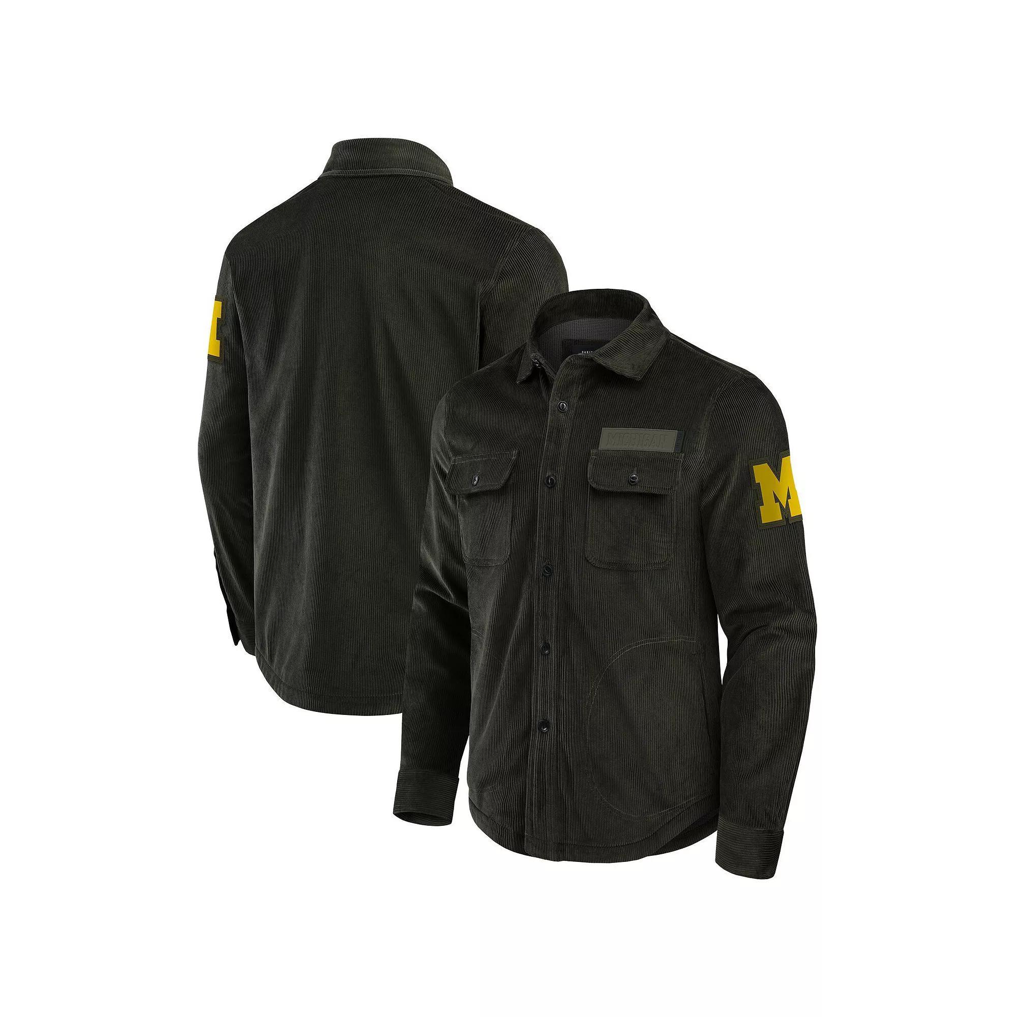 Men's Darius Rucker Collection by Fanatics Olive Michigan Wolverines Corduroy Full-Button Shacket, Size: 2XL, Team Product Image