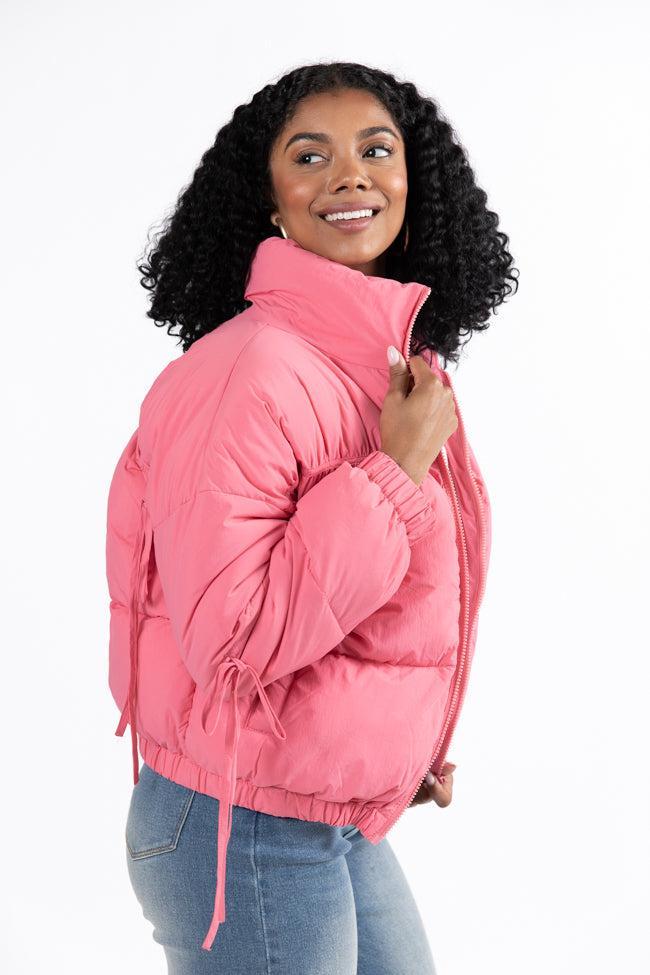Where You'll Find Me Pink Bow Sleeve Puffer Jacket FINAL SALE Product Image