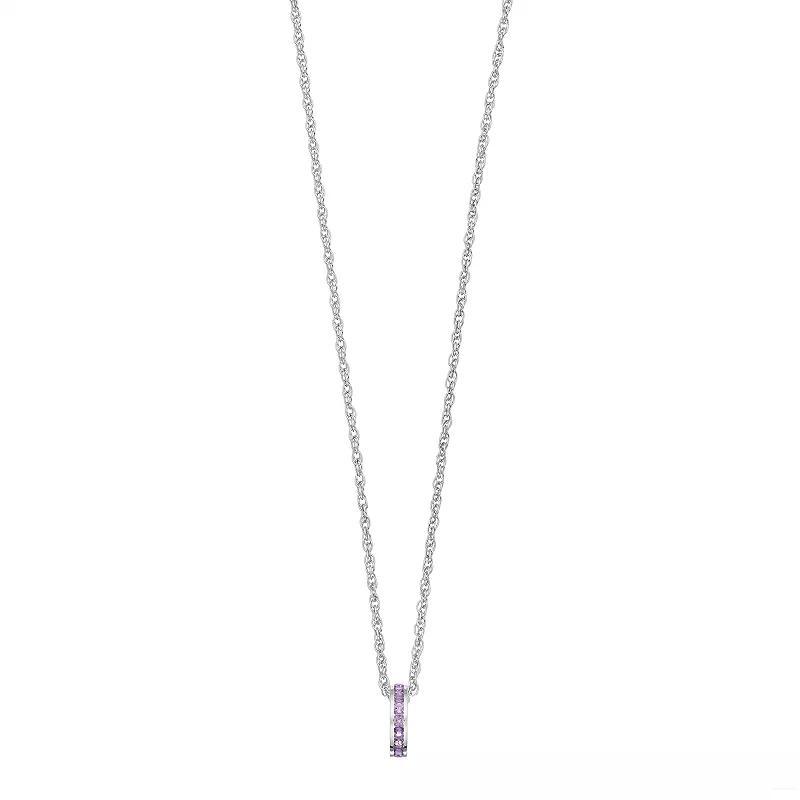 Traditions Jewelry Company Sterling Silver Channel-Set White Topaz Birthstone Pendant Necklace, Womens Product Image