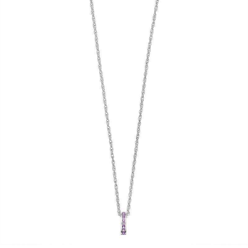 Traditions Jewelry Company Sterling Silver Channel-Set White Topaz Birthstone Pendant Necklace, Womens Product Image