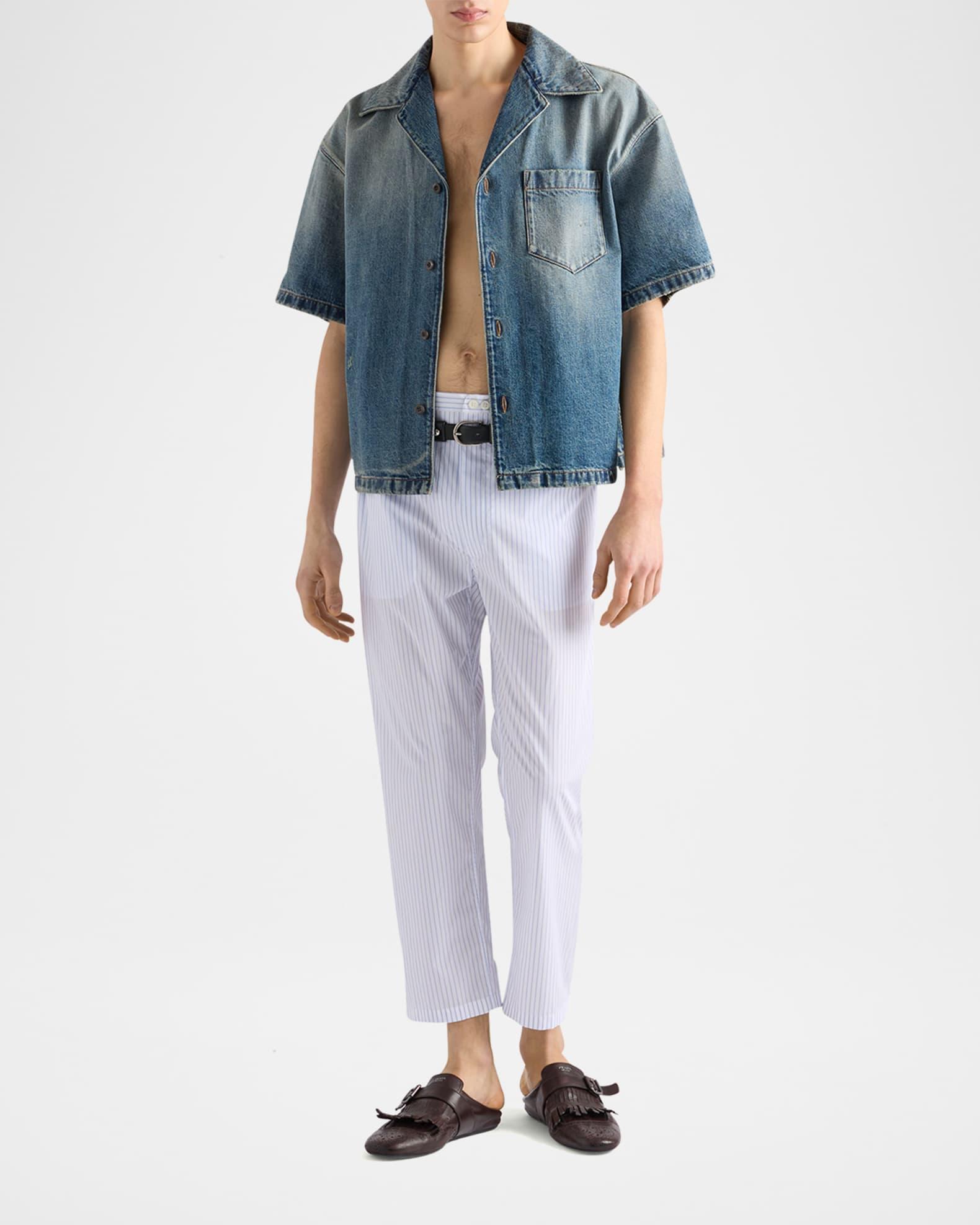 Men's Denim Boxy-Fit Bowling Shirt Product Image