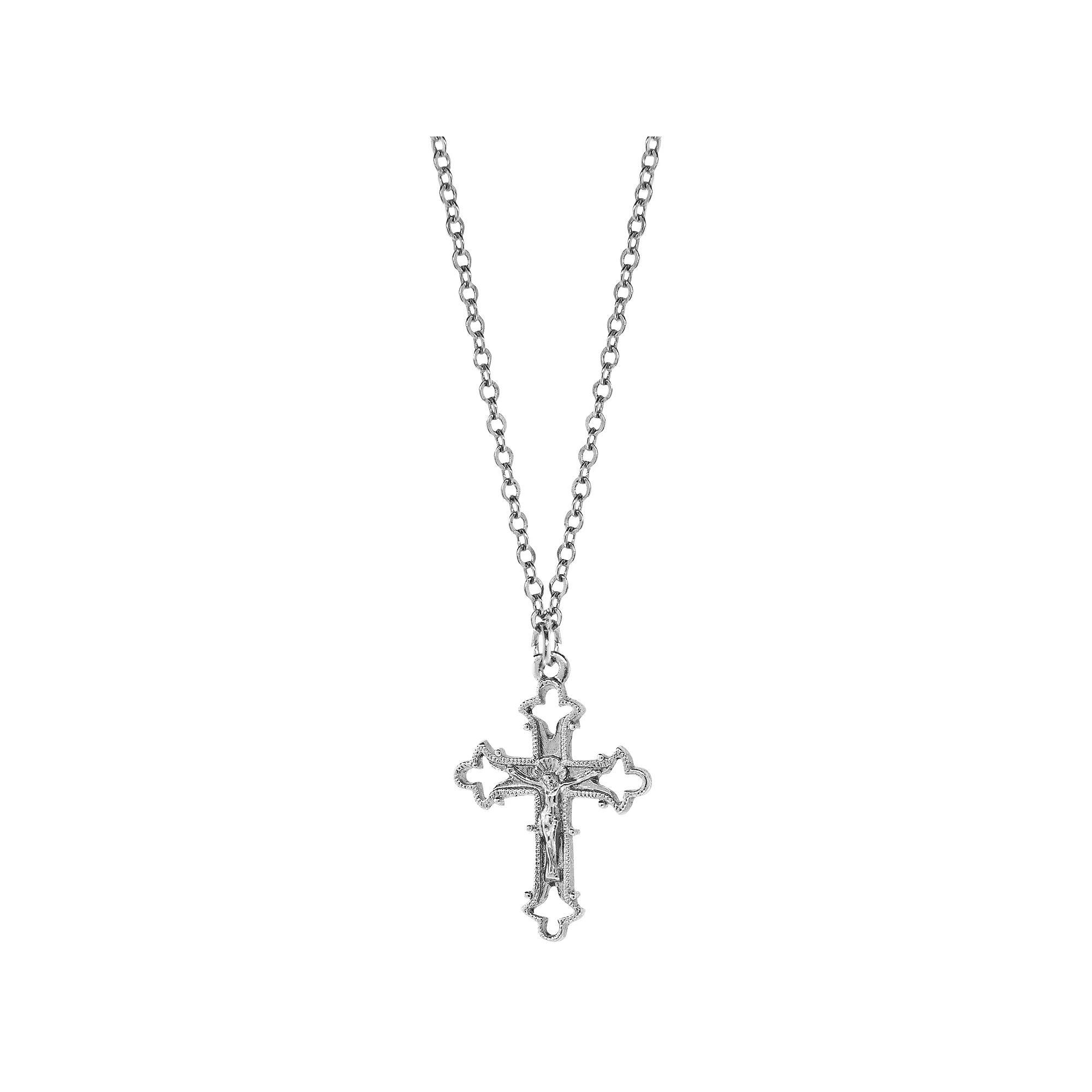 Symbols of Faith Crucifix Pendant Necklace, Womens, Silver Tone Product Image