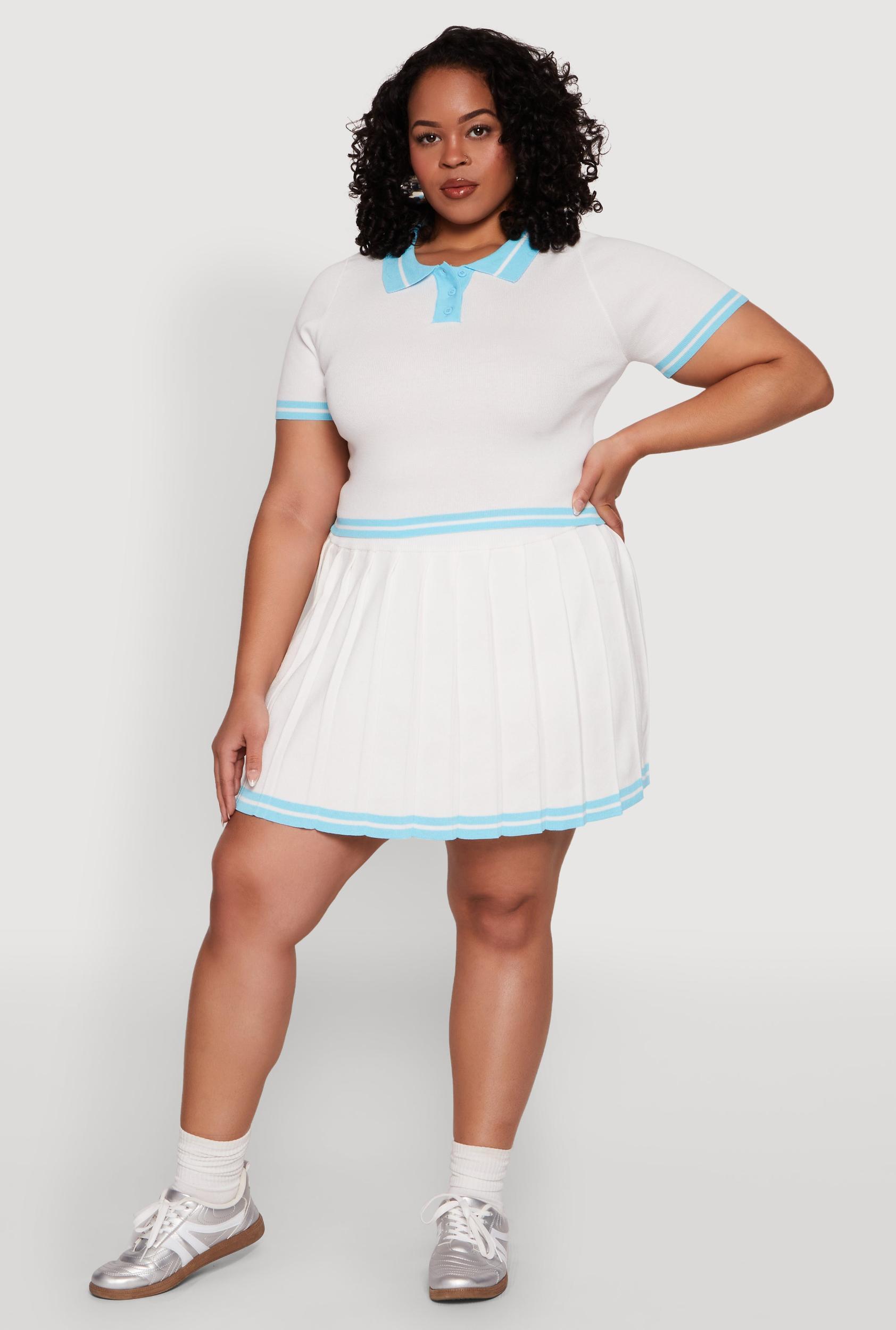 Womens Plus Size Daisy Varsity Stripe Pleated Skort Product Image