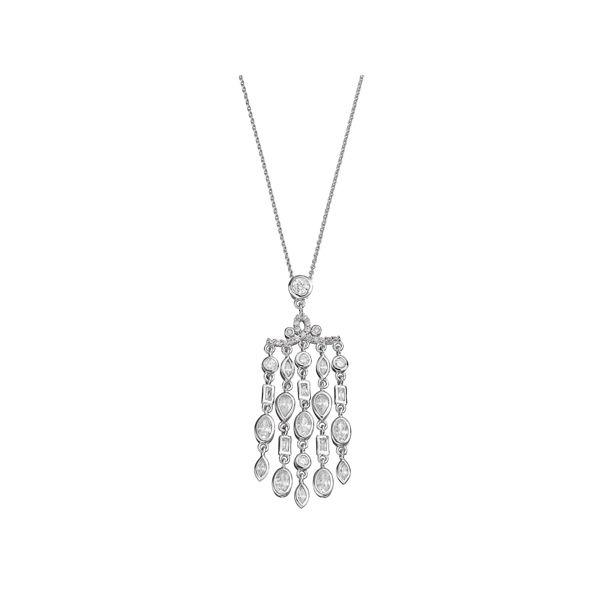 Sophie Miller Sterling Silver Cubic Zirconia Fringe Pendant, Womens White Product Image