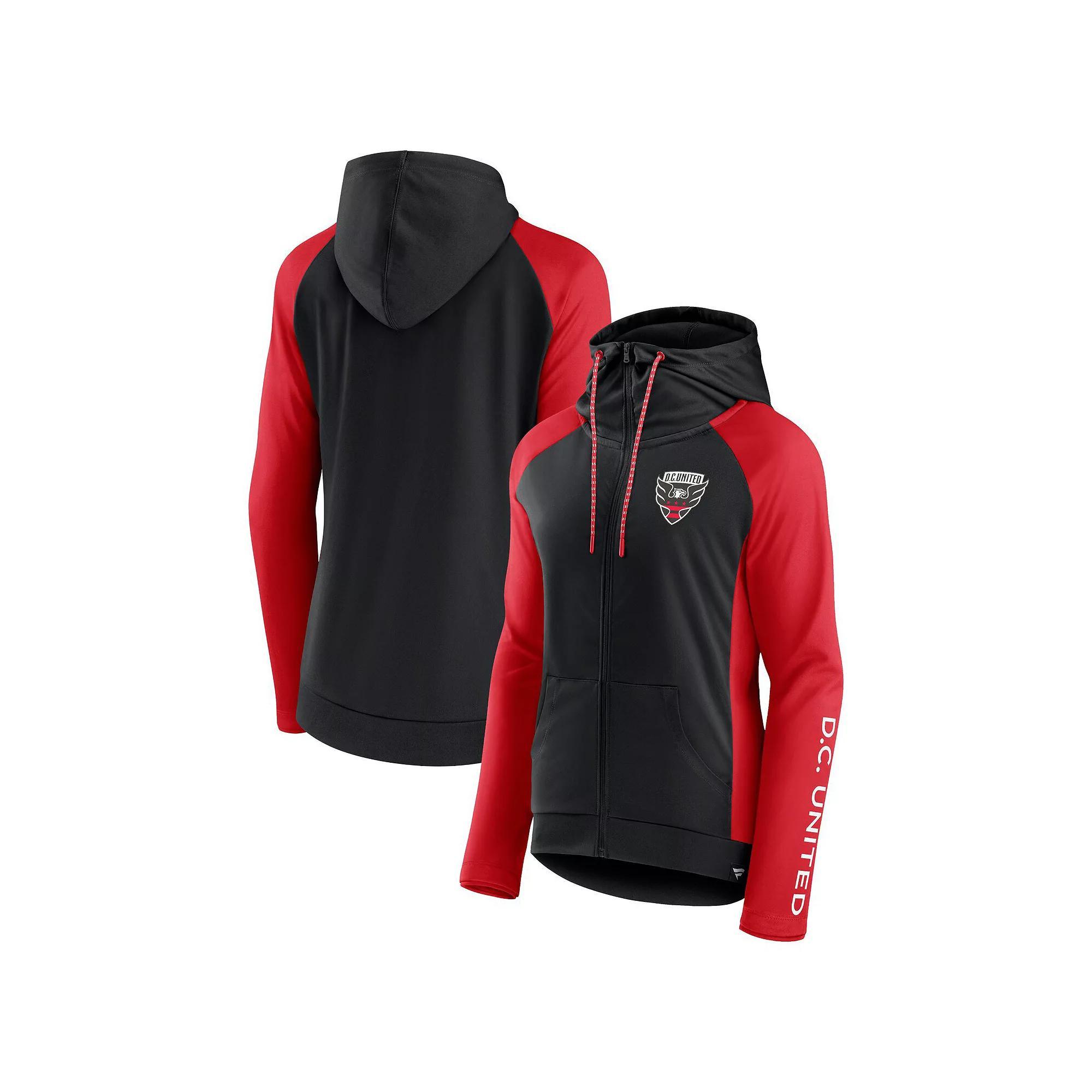 Women's Fanatics Black/Red D.C. United Iconic Raglan Full-Zip Hoodie, Size: XL, Dcu Black Product Image
