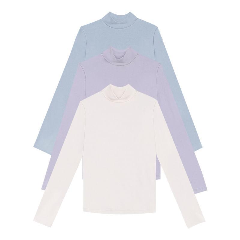Long Sleeve Turtleneck Plain Top Product Image
