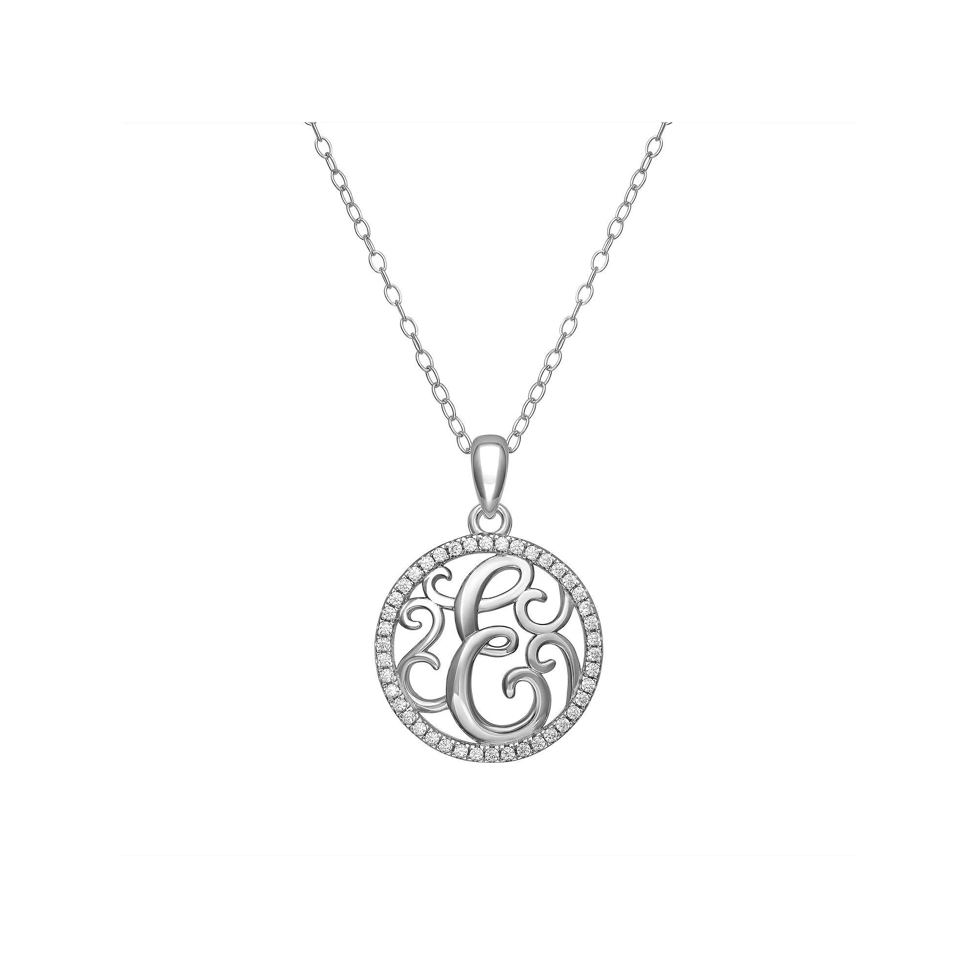 PRIMROSE Sterling Silver Cubic Zirconia Initial Pendant Necklace, Women's, Size: 18" Product Image