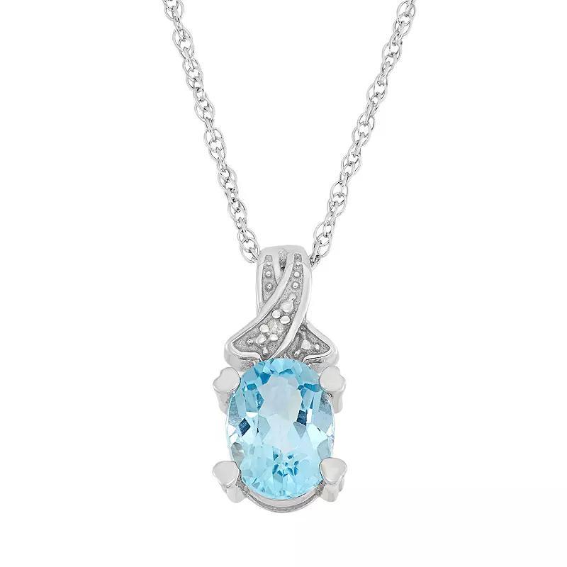 Jewelexcess Sky Blue Topaz & Diamond Accent Sterling Silver Pendant Necklace, Womens Product Image