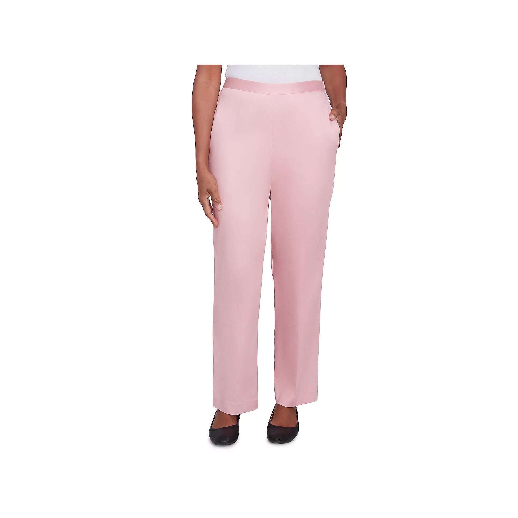 Women's Alfred Dunner Sateen Woven Medium Length Pull-On Pants, Size: 8, Brown Product Image