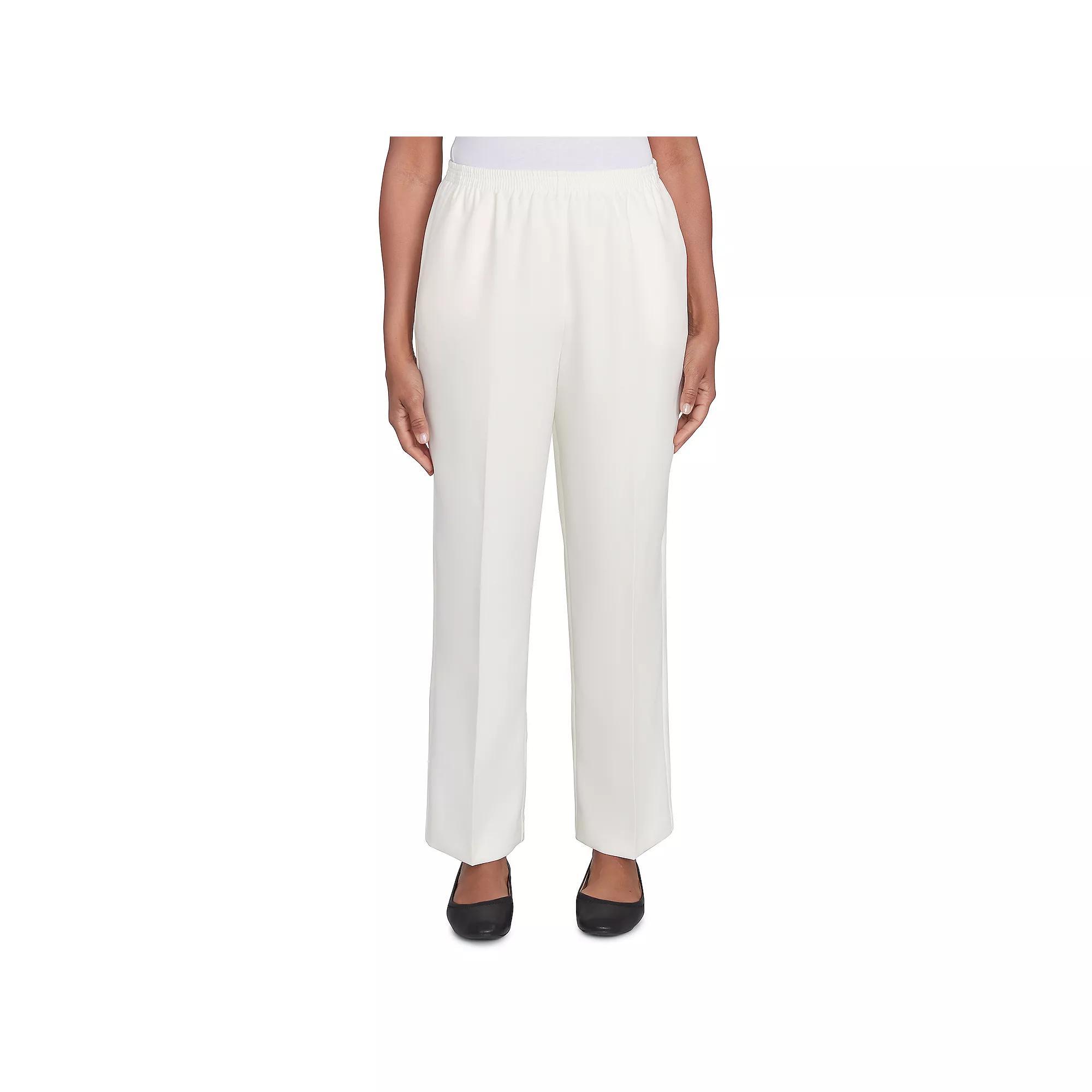 Women's Alfred Dunner Classic Full Elastic Medium Mid Rise Pants, Size: 14, Ivory Product Image