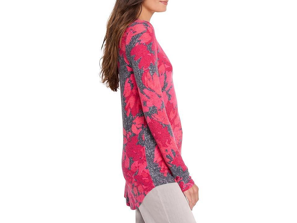NIC+ZOE Shadow Floral Long Sleeve Shirttail Tee Multi) Women's Clothing Product Image