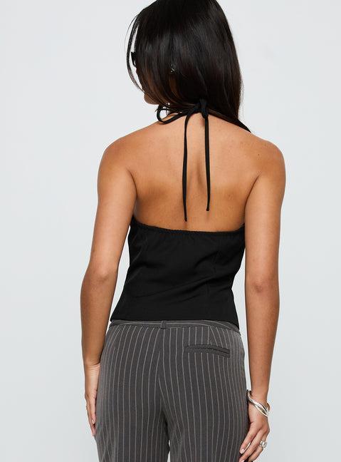 No Sleep Halter Top Black Product Image