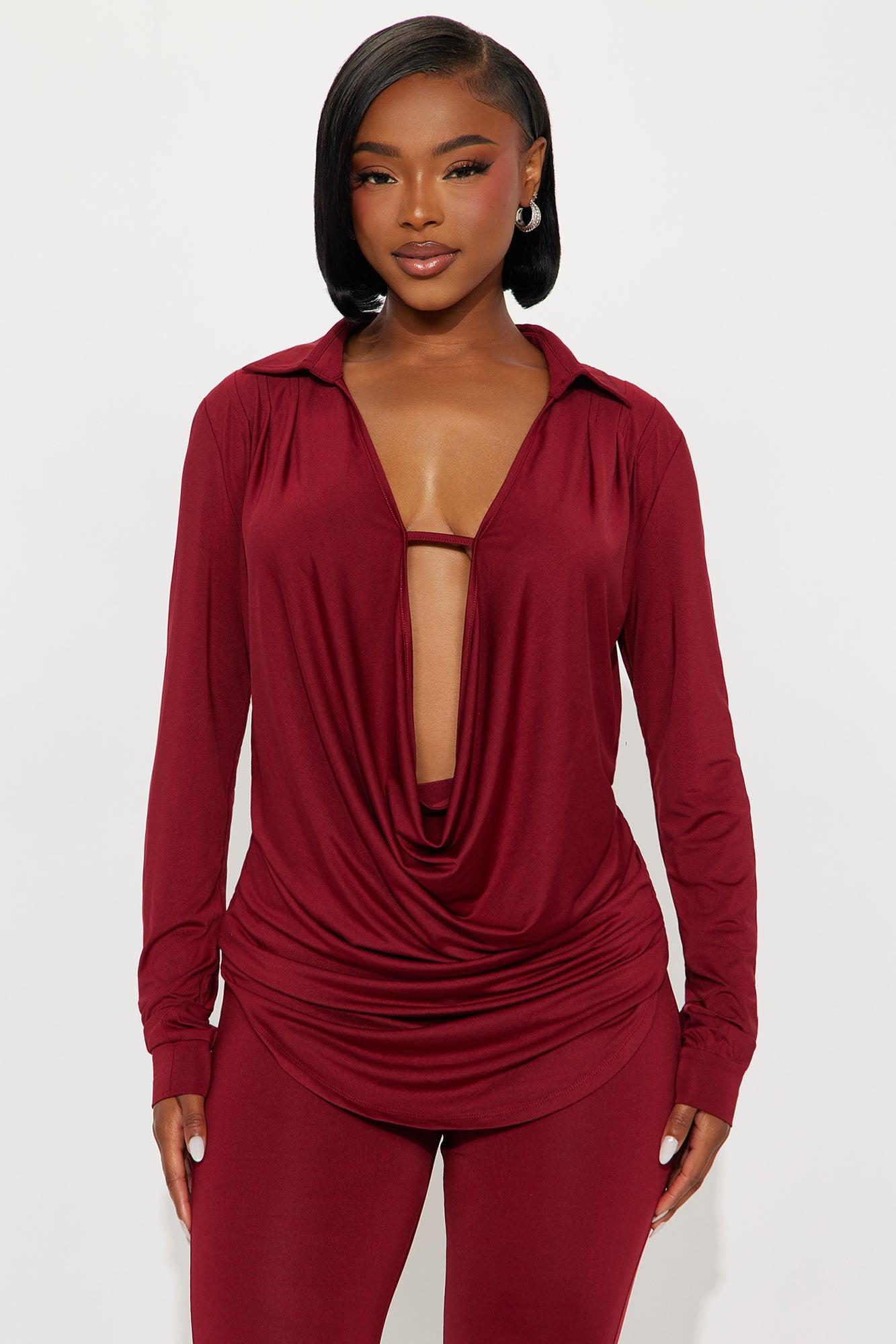 Monique Cowl Neck Legging Set - Burgundy Product Image