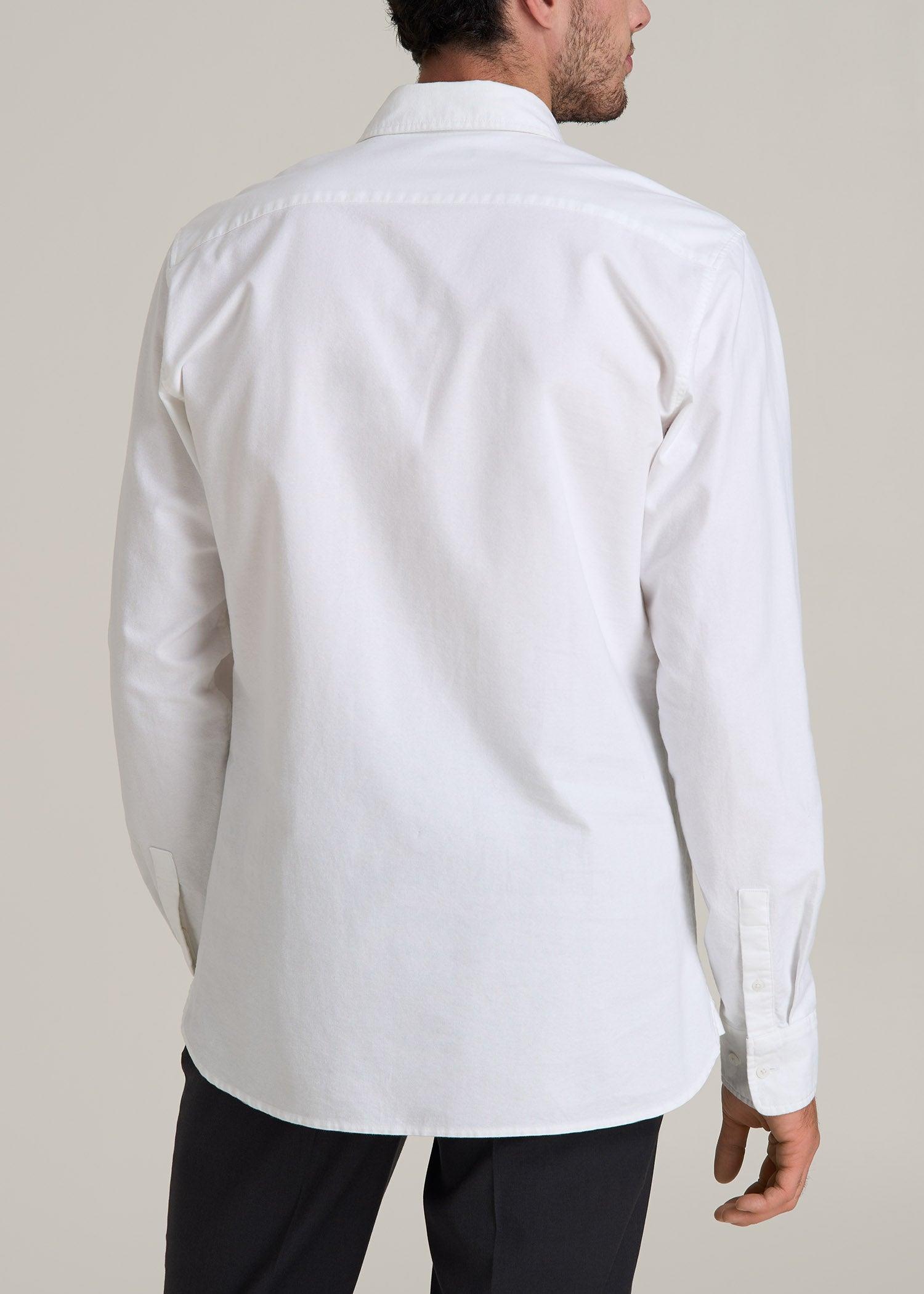 Pinpoint Oxford Shirt for Tall Men in White Product Image