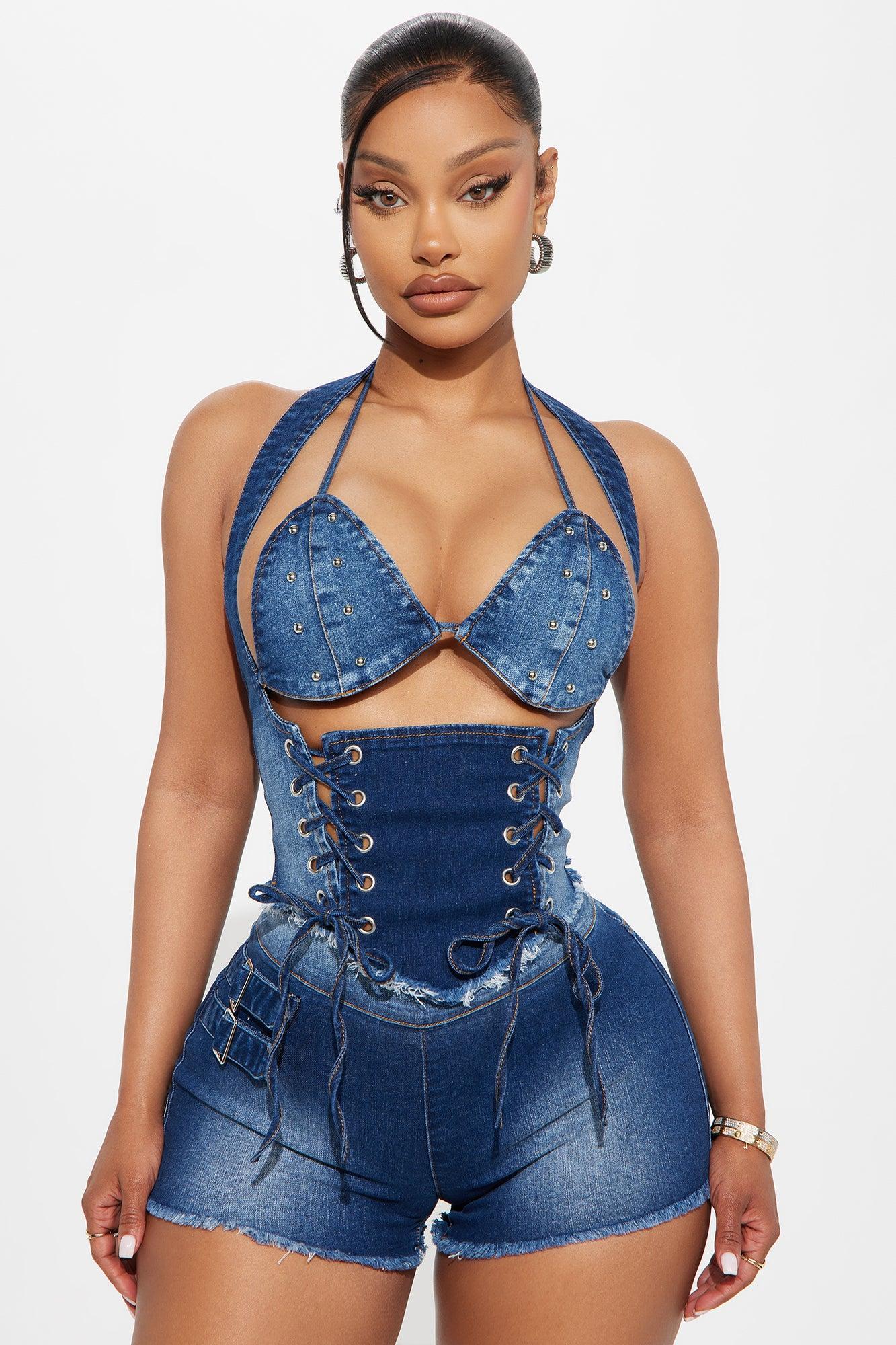 Denim Diva Short Set - Medium Wash Product Image