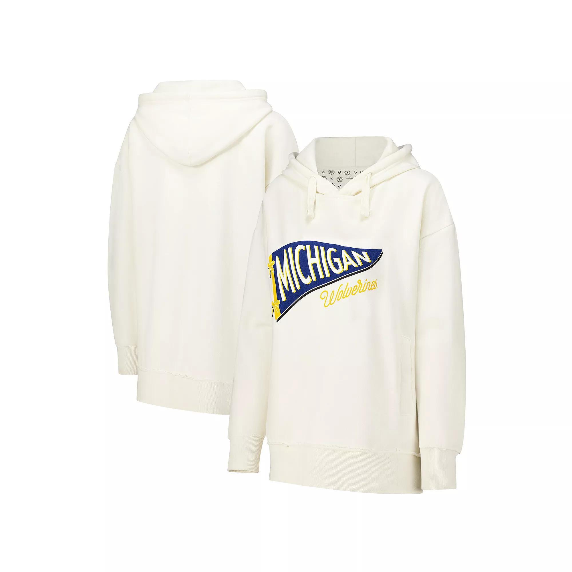 Women's Pressbox  Cream Michigan Wolverines Marni Pullover Hoodie, Size: 2XL, Beige Product Image